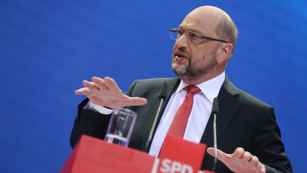 Social Demoratic Party top candidate for chancellor, Martin Schulz, speaks at the party's headquarters in Berlin, Germany, Monday, Sept. 25, 2017 one day after the parliament elections - Sputnik International