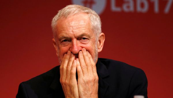 Britain's opposition Labour Party leader, Jeremy Corbyn, listens to a speech by shadow foreign secretary, Emily Thornberry at the Labour Party Conference in Brighton, Britain, September 25, 2017. - Sputnik International