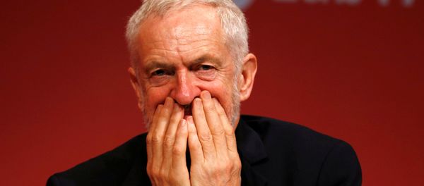 Britain's opposition Labour Party leader, Jeremy Corbyn, listens to a speech by shadow foreign secretary, Emily Thornberry at the Labour Party Conference in Brighton, Britain, September 25, 2017. - Sputnik International