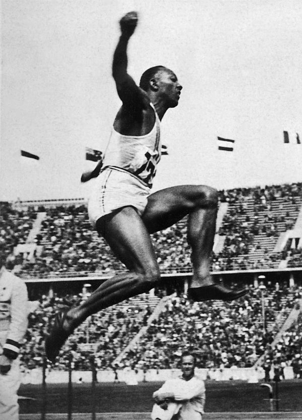 US champion Jesse (James Cleveland) Owens is airborne during the long jump event, that he won, 09 August 1936 during Olympic Games in Berlin. (File) - Sputnik International