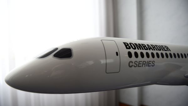 A model of Bombardier C Series aeroplane is seen in the Bombardier offices in Belfast, Northern Ireland September 26, 2017. A model of Bombardier C Series aeroplane is seen in the Bombardier offices in Belfast, Northern Ireland September 26, 2017. - Sputnik International
