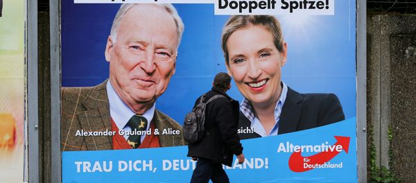 A man looks at at a placard of Alexander Gauland and Alice Weidel, the top candidates of Germany's anti-immigration party Alternative fuer Deutschland AfD for the September 24 federal election, in Marxloh, a suburb of Duisburg which local media said is populated mostly with people of Turkish migrant background, Germany September 13, 2017 A man looks at at a placard of Alexander Gauland and Alice Weidel, the top candidates of Germany's anti-immigration party Alternative fuer Deutschland AfD for the September 24 federal election, in Marxloh, a suburb of Duisburg which local media said is populated mostly with people of Turkish migrant background, Germany September 13, 2017 - Sputnik International
