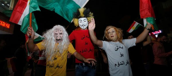 Kurdish people celebrate to show their support for the upcoming September 25th independence referendum in Erbil, Iraq September 8, 2017. - Sputnik International