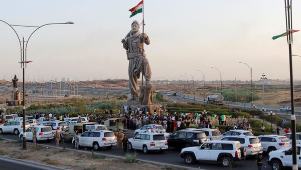 Newly unveiled statue in Kirkuk pays tribute to the Peshmerga, Iraqi Kurdistan's main fighting forces in Kirkuk, Iraq September 23, 2017 Newly unveiled statue in Kirkuk pays tribute to the Peshmerga, Iraqi Kurdistan's main fighting forces in Kirkuk, Iraq September 23, 2017 - Sputnik International