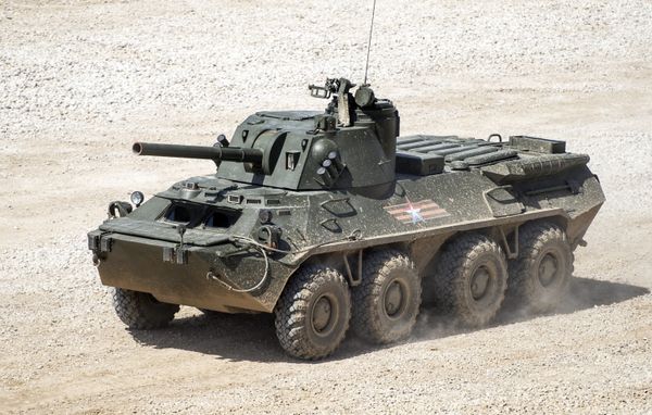 An S23 Nona-SVK self-propelled gun, mounted on a BTR-80 armored personnel carrier, displayed in the run-up to the Army-2015 international military-technical forum in the Moscow Region An S23 Nona-SVK self-propelled gun, mounted on a BTR-80 armored personnel carrier, displayed in the run-up to the Army-2015 international military-technical forum in the Moscow Region - Sputnik International