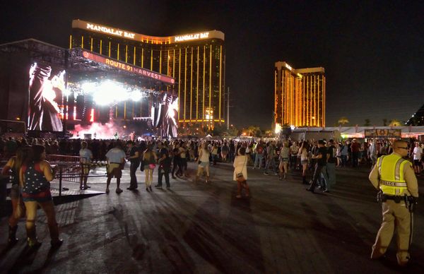The grounds are shown at the Route 91 Harvest festival, with the Mandalay Bay Hotel behind the stage, on Las Vegas Boulevard South in Las Vegas, Nevada, U.S. September 30, 2017 The grounds are shown at the Route 91 Harvest festival, with the Mandalay Bay Hotel behind the stage, on Las Vegas Boulevard South in Las Vegas, Nevada, U.S. September 30, 2017 - Sputnik International