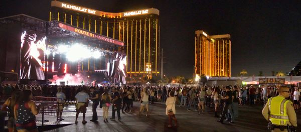 The grounds are shown at the Route 91 Harvest festival, with the Mandalay Bay Hotel behind the stage, on Las Vegas Boulevard South in Las Vegas, Nevada, U.S. September 30, 2017 - Sputnik International