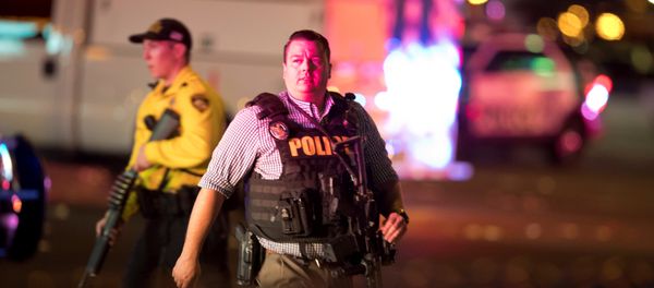 Law enforcement officers are shown on Las Vegas Boulevard South on October 2, 2017, after a mass shooting during a music festival in Las Vegas, Nevada, U.S. Law enforcement officers are shown on Las Vegas Boulevard South on October 2, 2017, after a mass shooting during a music festival in Las Vegas, Nevada, U.S. - Sputnik International