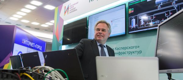December 22, 2015. Head of Kaspersky Lab Yevgeny Kaspersky near the Lab's stand during the exhibition of Russia's first Internet Economy Forum December 22, 2015. Head of Kaspersky Lab Yevgeny Kaspersky near the Lab's stand during the exhibition of Russia's first Internet Economy Forum - Sputnik International