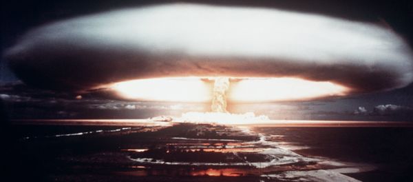 Picture taken in 1971, showing a nuclear explosion in Mururoa atoll Picture taken in 1971, showing a nuclear explosion in Mururoa atoll - Sputnik International