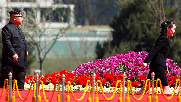 North Korean leader Kim Jong Un and his sister Kim Yo Jong attend an opening ceremony of a newly constructed residential complex in Ryomyong street in Pyongyang, North Korea April 13, 2017. - Sputnik International