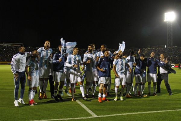 Players of Argentina celebrate after defeating Ecuador and qualifying to the 2018 World Cup football tournament, in Quito, on October 10, 2017 Players of Argentina celebrate after defeating Ecuador and qualifying to the 2018 World Cup football tournament, in Quito, on October 10, 2017 - Sputnik International