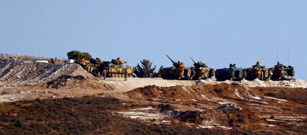 Turkish military vehicles are seen on the Turkish-Syrian border line in Reyhanli, Hatay province, Turkey, October 13, 2017 Turkish military vehicles are seen on the Turkish-Syrian border line in Reyhanli, Hatay province, Turkey, October 13, 2017 - Sputnik International