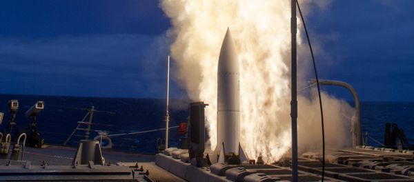 (File) The Arleigh-Burke class guided-missile destroyer USS John Paul Jones (DDG 53) launches a Standard Missile (SM) 6 during a live-fire test of the ship's aegis weapons system - Sputnik International