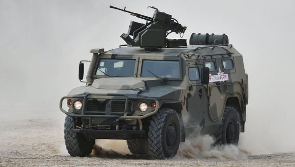A Tigr armored vehicle carrying an Arbalet remote controlled weapon station during a show of modern and prospective weaponry at the Army 2017 International Military-Technical Forum, Moscow Region - Sputnik International