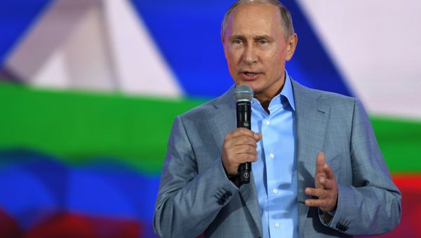 October 21, 2017. Russian President Vladimir Putin speaks at the Russia show at the 19th World Festival of Youth and Students - Sputnik International