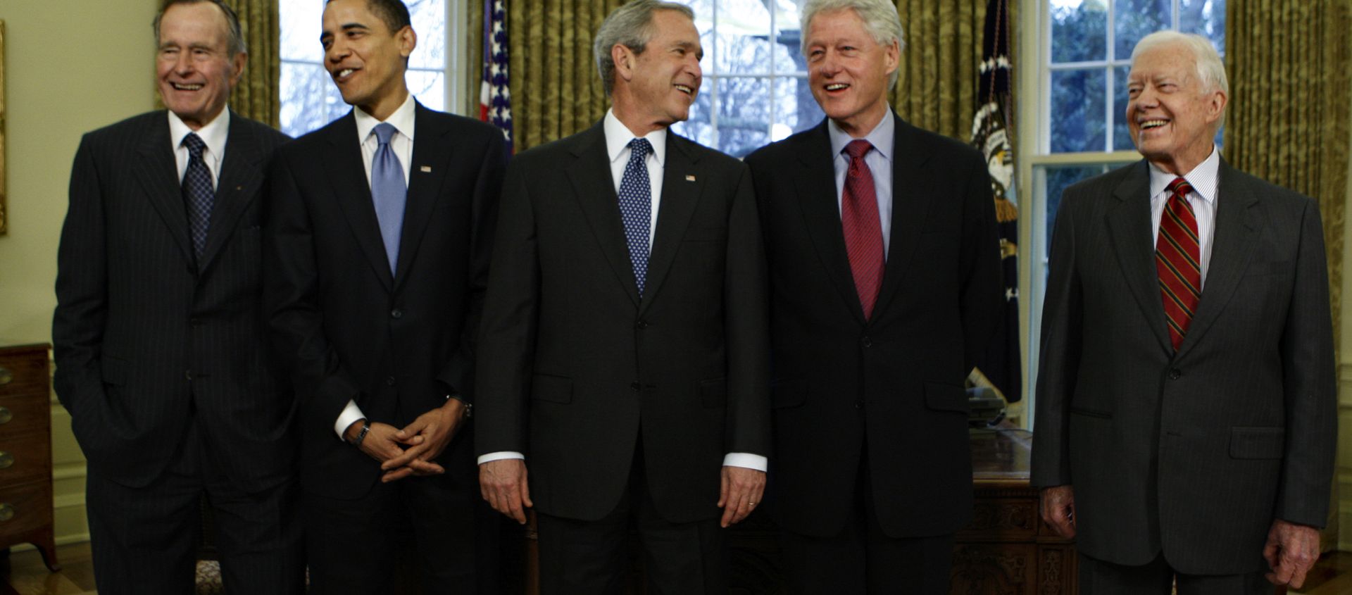 From left: Former US Presidents George H.W. Bush, Barack Obama, George W. Bush, Bill Clinton and Jimmy Carter at the White House in Washington, Jan. 7, 2009. From left: Former US Presidents George H.W. Bush, Barack Obama, George W. Bush, Bill Clinton and Jimmy Carter at the White House in Washington, Jan. 7, 2009. - Sputnik International, 1920, 10.02.2021