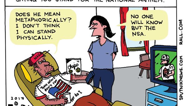Trump Anthem Petition Cartoon - Sputnik International