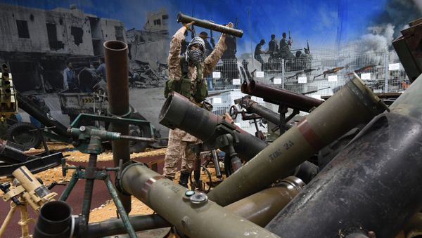 (File) Self-made and industrially produced arms seized from Syrian terrorists at the exhibition devoted to the Russian Aerospace Forces' operation in Syria, as part of the Army 2017 International Military-Technical Forum at the Alabino training ground - Sputnik International