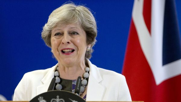 British Prime Minister Theresa May Theresa May speaks during a media conference at an EU summit in Brussels on Friday, Oct. 20, 2017. British Prime Minister Theresa May Theresa May speaks during a media conference at an EU summit in Brussels on Friday, Oct. 20, 2017. - Sputnik International