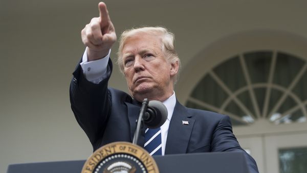 This file photo taken on October 16, 2017 shows US President Donald Trump speaking to the press in the Rose Garden of the White House in Washington, DC. - Sputnik International
