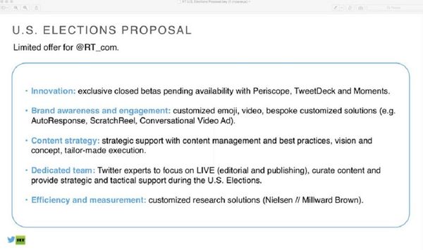 Slide 8, promoting the many benefits of Twitter's limited offer to @RT_com - Sputnik International