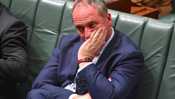 Australian Deputy Prime Minister Barnaby Joyce reacts as he sits in the House of Representatives at Parliament House in Canberra, Australia, October 25, 2017. Picture taken October 25, 2017. - Sputnik International