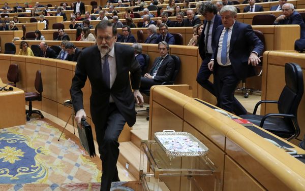 Spain's Prime Minister Mariano Rajoy leaves his seat during a debate at the upper house Senate in Madrid, Spain, October 27, 2017 Spain's Prime Minister Mariano Rajoy leaves his seat during a debate at the upper house Senate in Madrid, Spain, October 27, 2017 - Sputnik International