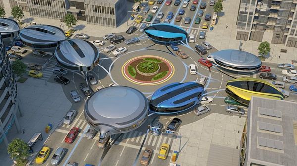 Gyrotrains, envisioned by Russian engineer Dahir Semyonov, at a busy intersection. Gyrotrains, envisioned by Russian engineer Dahir Semyonov, at a busy intersection. - Sputnik International