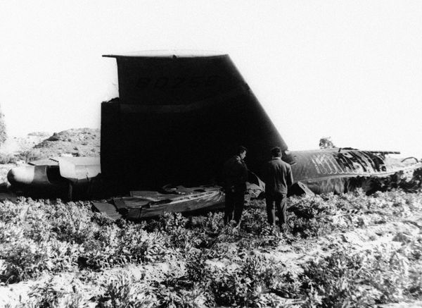 Part of the wreckage of the USAF B52 which crashed at Palomares, 60 miles north east of Almeria, Spain on January 17, after a mid air collision with a KC 135 aerial tanker during refueling Part of the wreckage of the USAF B52 which crashed at Palomares, 60 miles north east of Almeria, Spain on January 17, after a mid air collision with a KC 135 aerial tanker during refueling - Sputnik International