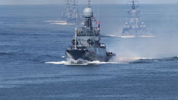 Baltic Fleet ships during the final rehearsal of the naval parade to mark Russian Navy Day. File photo - Sputnik International