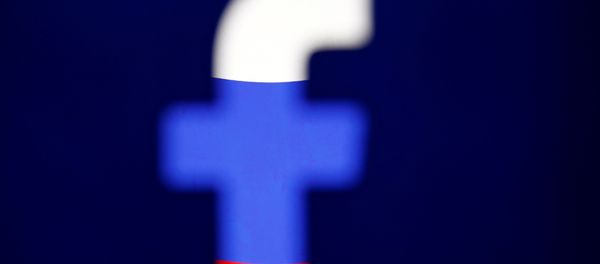 A 3D-printed Facebook logo is displayed in front of the Russian flag, in this illustration taken October 25, 2017. - Sputnik International