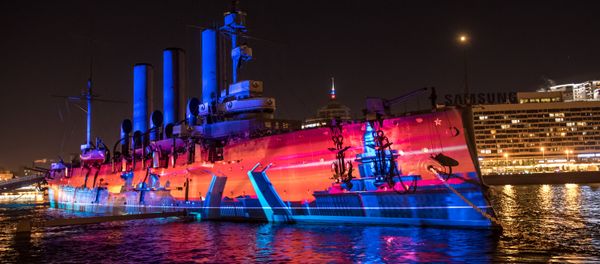 General rehearsal of the Festival of Lights, devoted to the October 1917 Revolution, by Cruiser Aurora in St. Petersburg - Sputnik International