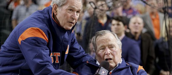 Former Presidents George H.W. Bush and George W. Bush make the play ball announcement before Game 5 of baseball's World Series against the Los Angeles Dodgers Sunday, Oct. 29, 2017, in Houston Former Presidents George H.W. Bush and George W. Bush make the play ball announcement before Game 5 of baseball's World Series against the Los Angeles Dodgers Sunday, Oct. 29, 2017, in Houston - Sputnik International