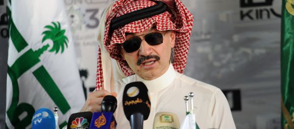 This file photo taken on May 11, 2017 shows Saudi Prince Alwaleed bin Talal speaking during a press conference in the Red Sea city of Jeddah. Shares of arrested Saudi billionaire Prince Al-Waleed's Kingdom Holding slide 9.9% on November 5, 2017 This file photo taken on May 11, 2017 shows Saudi Prince Alwaleed bin Talal speaking during a press conference in the Red Sea city of Jeddah. Shares of arrested Saudi billionaire Prince Al-Waleed's Kingdom Holding slide 9.9% on November 5, 2017 - Sputnik International