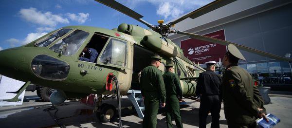 A Mi-17V-5 multipurpose helicopter displayed during the international military-technical forum ARMY-2016 at the Patriot Congress and Exhibition Center in the Military Patriotic Park of Culture and Recreation of the Russian Armed Forces, near Moscow A Mi-17V-5 multipurpose helicopter displayed during the international military-technical forum ARMY-2016 at the Patriot Congress and Exhibition Center in the Military Patriotic Park of Culture and Recreation of the Russian Armed Forces, near Moscow - Sputnik International