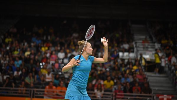 Finland's Nanna Vainio returns to Denmark's Line Kjaersfeldt during their women's singles qualifying badminton match at the Riocentro stadium in Rio de Janeiro on August 12, 2016, at the Rio 2016 Olympic Games - Sputnik International