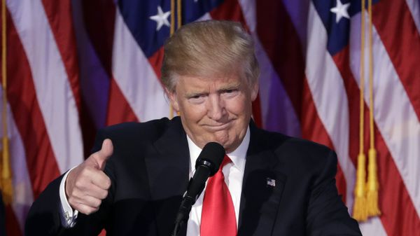President-elect Donald Trump gives his acceptance speech during his election night rally, Wednesday, Nov. 9, 2016, in New York. - Sputnik International