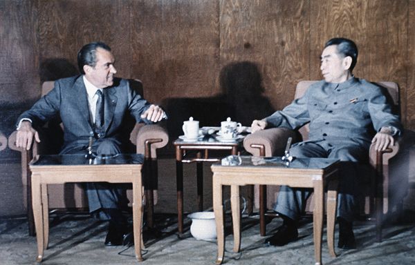 US President Richard Nixon and Premier Chou En Lai meet in Beijing, Feb. 21, 1972, for the start of talks. - Sputnik International