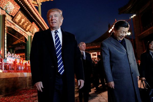 US President Donald Trump and China's President Xi Jinping leave after an opera performance at the Forbidden City in Beijing, China, November 8, 2017.  - Sputnik International