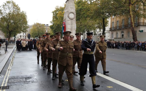Members of the Western Front Association wearing historical military uniform, march away from the Cenotaph following a service to remember servicemen and women killed conflict, in London, Britain November 11, 2017 Members of the Western Front Association wearing historical military uniform, march away from the Cenotaph following a service to remember servicemen and women killed conflict, in London, Britain November 11, 2017 - Sputnik International