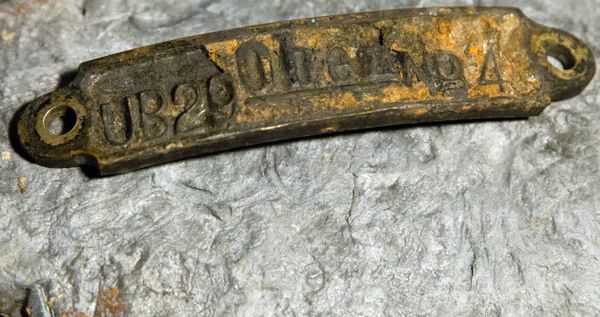 A plate recovered from the torpedo cabin of a World War I German submarine, identifying it as UB-29, is on exhibit for the media in Brugge, Belgium, Tuesday, Nov. 14, 2017. A plate recovered from the torpedo cabin of a World War I German submarine, identifying it as UB-29, is on exhibit for the media in Brugge, Belgium, Tuesday, Nov. 14, 2017. - Sputnik International
