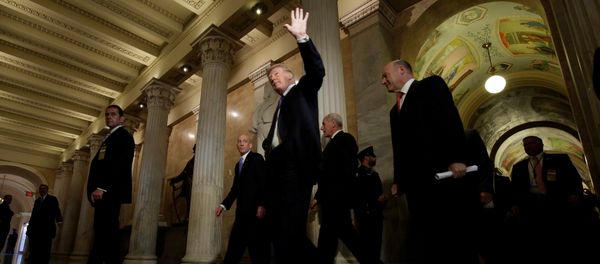 U.S. President Donald Trump arrives with Director of the National Economic Council Gary Cohn at the U.S. Capitol to meet with House Republicans ahead of their vote on the Tax Cuts and Jobs Act in Washington, U.S., November 16, 2017 - Sputnik International