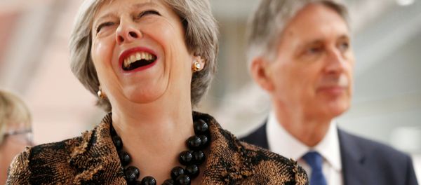 Britain's Prime Minister Theresa May and Chancellor of the Exchequer Philip Hammond visit an engineering training facility in the West Midlands, November 20, 2017. - Sputnik International