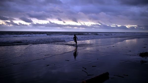 A young boy plays at sunset on the beach of Kerema, Papua New Guinea, on September 9, 2014 - Sputnik International