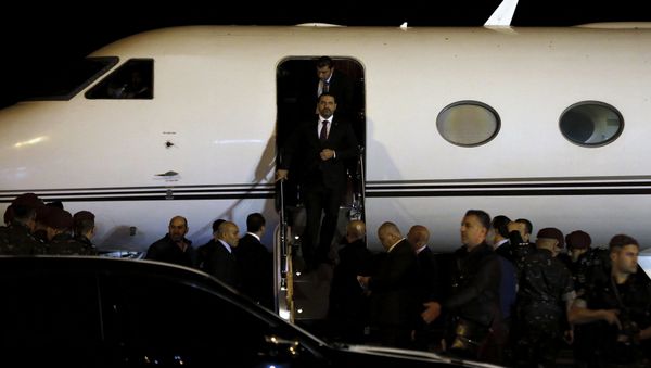 Lebanese Prime Minister Saad Hariri walks down the steps of an airplane upon arriving at the Rafik Hariri International Airport in Beirut, Lebanon, Tuesday, Nov. 21, 2017 Lebanese Prime Minister Saad Hariri walks down the steps of an airplane upon arriving at the Rafik Hariri International Airport in Beirut, Lebanon, Tuesday, Nov. 21, 2017 - Sputnik International