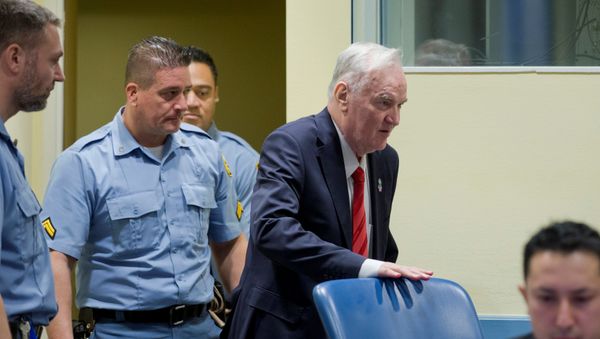 Ex-Bosnian Serb wartime general Ratko Mladic appears in court at the International Criminal Tribunal for the former Yugoslavia (ICTY) in the Hague, Netherlands November 22, 2017 - Sputnik International
