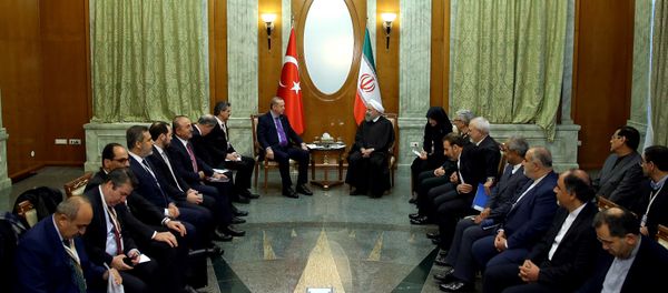 Turkey's President Tayyip Erdogan meets with Iran's President Hassan Rouhani in Sochi, Russia, November 22, 2017 Turkey's President Tayyip Erdogan meets with Iran's President Hassan Rouhani in Sochi, Russia, November 22, 2017 - Sputnik International