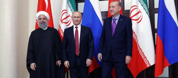Meeting of Russian President Vladimir Putin, President of Iran Hassan Rouhani and President of Turkey Recep Tayyip Erdogan - Sputnik International