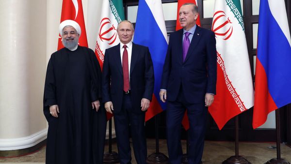 Meeting of Russian President Vladimir Putin, President of Iran Hassan Rouhani and President of Turkey Recep Tayyip Erdogan - Sputnik International